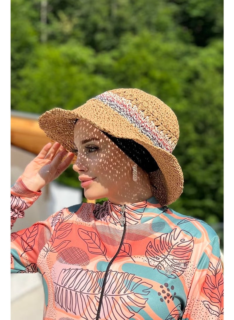 Remsa Mayo Handmade Knitted Straw Hat Rş-85 Camel - Image 4